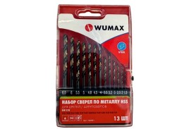 Набор сверл по металлу HSS DIN338, 13 шт. 1,5-6,5 мм., WUMAX