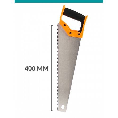 Ножовка по дереву/пластику 400 мм, закаленные зубья, прорезиненная рукоятка, "Алмаз", TDM