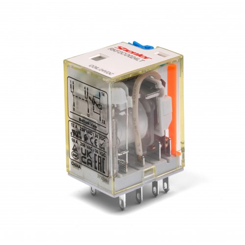 Реле RKF4CO524LT, 4CO, 6A(250VAC/30VDC), 24VAC, мех. индикация, тест-кнопка с блокировкой, LED