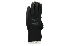 Перчатки защитные от минимальных рисков, покрыты полиуретаном, Black PU, р. 8, WUMAX