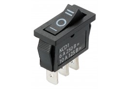 Переключатель клавишный KCD1-103 250В AC/DC, 1P, 6А, (3с), ON-OFF-ON, с нейтральным положением, черн