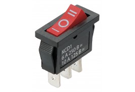 Переключатель клавишный KCD1-103 250В AC/DC, 1P, 6А, (3с), ON-OFF-ON с нейтралью, черный корпус, кра