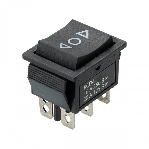 Переключатель клавишный KCD4-203 250В AC/DC, 2P, 16А, (6с), (ON)-OFF-(ON), с нейтральным положением,