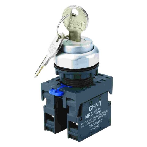 Переключатель с ключом NP8-20Y/31 3 полож. с фиксацией 2НО IP65 (R) CHINT