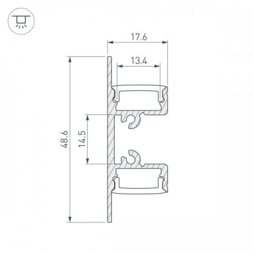 Профиль ARH-WALL-1849-DUAL-2000 ANOD (Arlight, Алюминий)