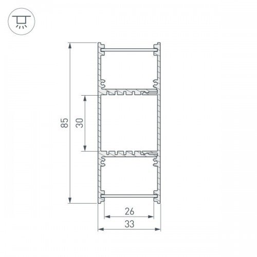 Профиль ARH-WALL-3385-DUAL-2000 ANOD (Arlight, Алюминий)