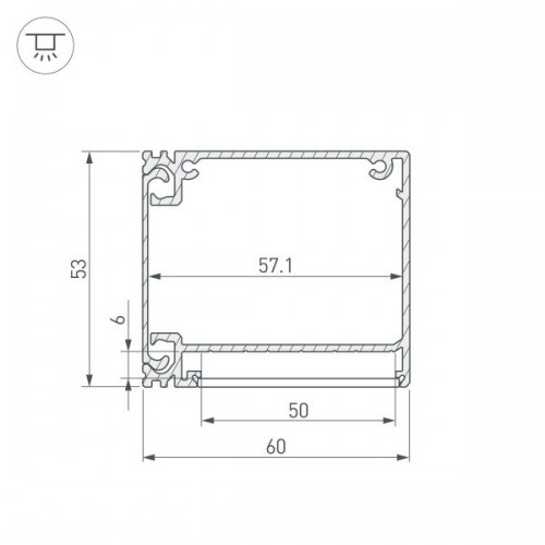 Профиль BOX60-SIDE-2000 ANOD (Arlight, Алюминий)