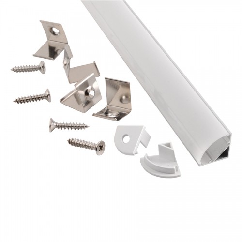 Профиль GAL-GLS-1000-16-16 угловой серебр (1м профиль+рассеиватель+2заглушки+2 скоб с шуруп. 1/100)