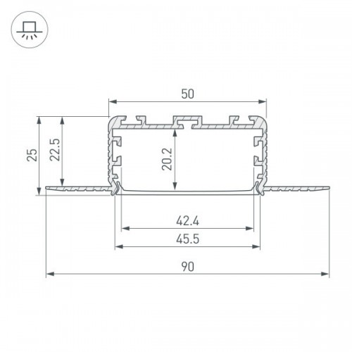 Профиль KLUS-POWER-W50H25-F-HIDE-2000 (Arlight, Алюминий)