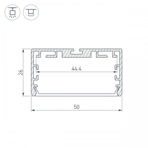 Профиль PLS-LOCK-W50-SMT-2000 ANOD (Arlight, Алюминий)