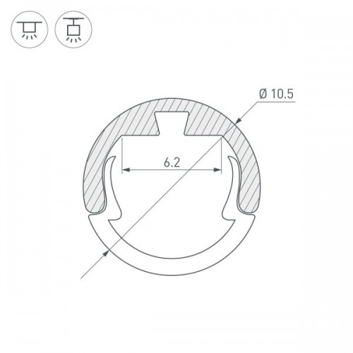 Профиль ROUND-D10.5-2000 ANOD (Arlight, Алюминий)