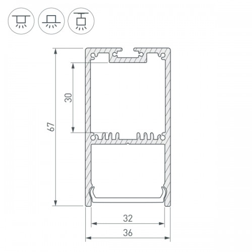 Профиль с экраном SL-LINE-3667-2500 BLACK+OPAL (Arlight, Алюминий)