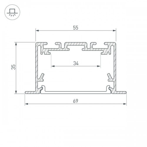 Профиль S2-LINIA69-F-2500 SEAMLESS BLACK (Arlight, Алюминий)