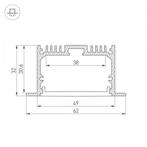 Профиль SL-LINIA62-F-3000 ANOD (Arlight, Алюминий)