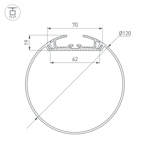 Профиль SL-ROUND-D120-2000 ANOD (Arlight, Алюминий)