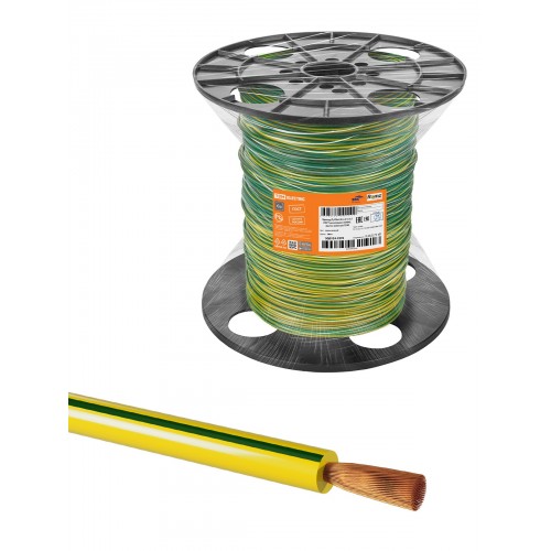 Провод ПуГВнг(А)-LS 1*1,5 ГОСТ на катушке (700м), желто-зеленый TDM
