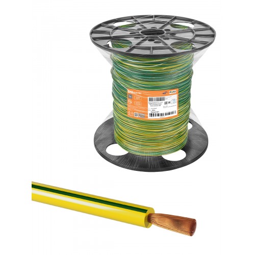 Провод ПуГВнг(А)-LS 1*10,0 ГОСТ на катушке (150м), желто-зеленый TDM