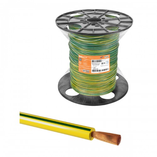 Провод ПуГВнг(А)-LS 1*4,0 ГОСТ на катушке (300м), желто-зеленый TDM