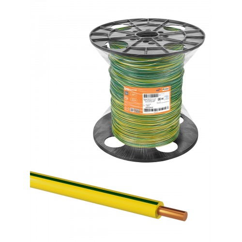 Провод ПуВнг(А)-LS 1*10,0 ГОСТ на катушке (150м), желто-зеленый TDM