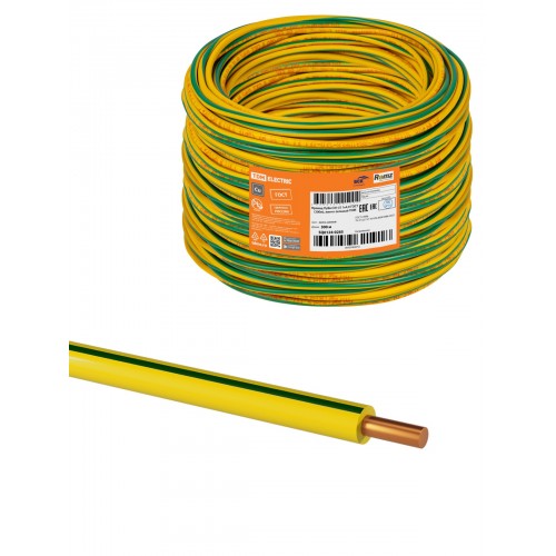 Провод ПуВнг(А)-LS 1*4,0 ГОСТ (300м), желто-зеленый TDM