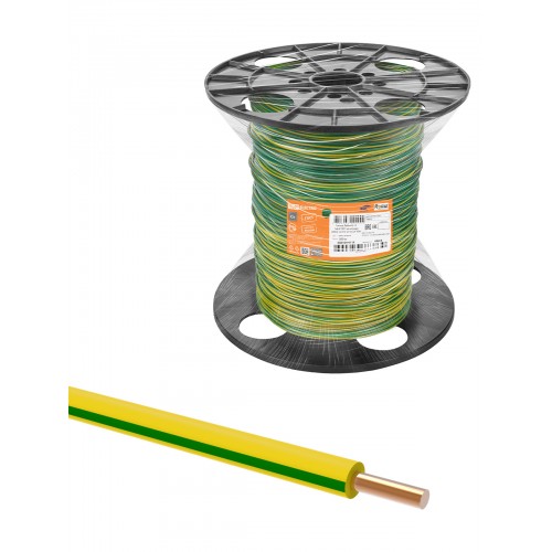 Провод ПуВнг(А)-LS 1*4,0 ГОСТ на катушке (300м), желто-зеленый TDM