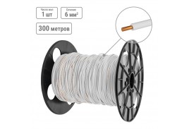 Провод ПуВнг(А)-LS 1*6,0 ГОСТ на катушке (300м), белый TDM
