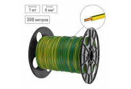 Провод ПуВнг(А)-LS 1*6,0 ГОСТ на катушке (300м), желто-зеленый TDM