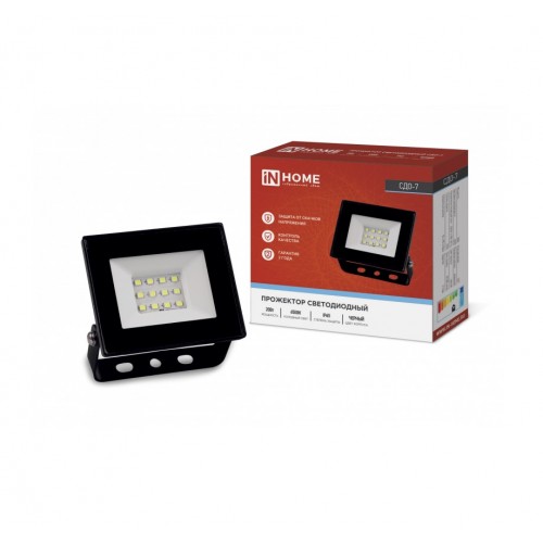 Прожектор светодиодный СДО-7 20Вт 230В 6500К IP65 черный IN HOME