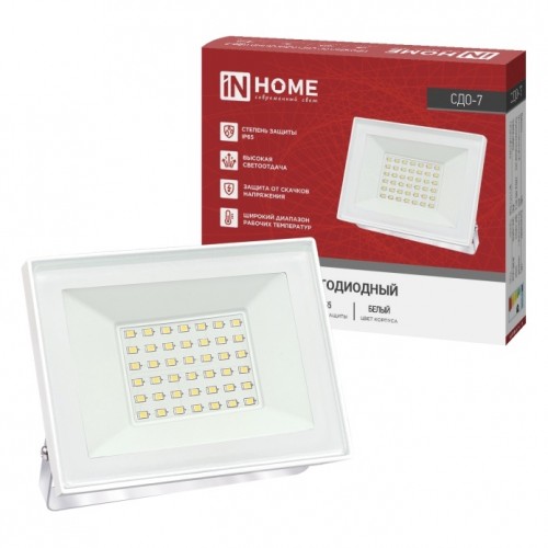 Прожектор светодиодный СДО-7 50Вт 230В 4000К IP65 белый IN HOME