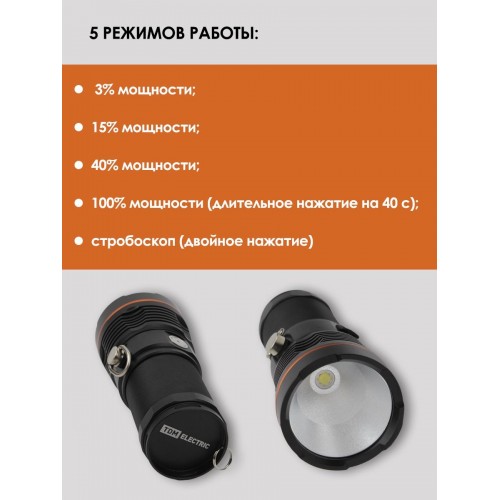 Прожектор «Титан 7», 30 Вт CREE 3600 лм, 4х18650, IPX5, Type-C, TDM