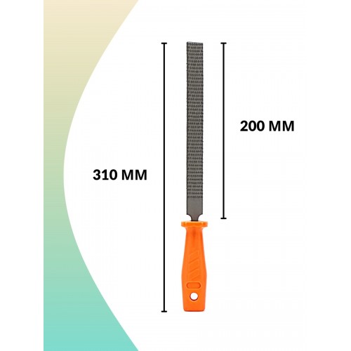 Рашпиль плоский длина 200 мм, пластиковая рукоятка "Рубин" TDM