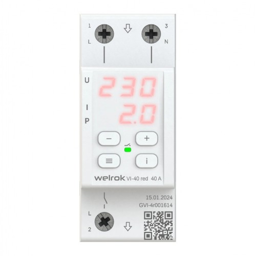 Реле напряжения с контролем тока welrok VI-40 red