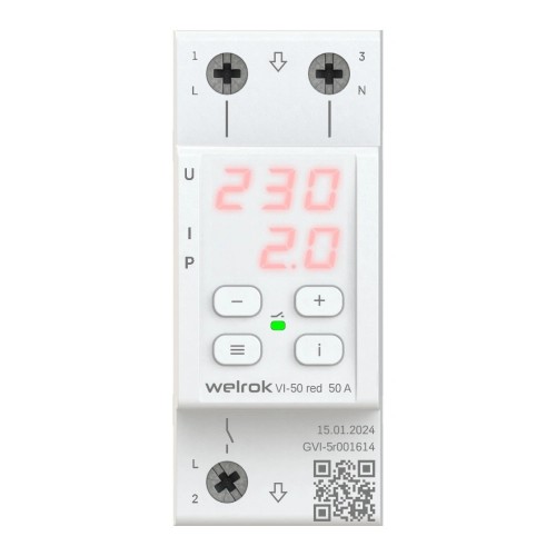Реле напряжения с контролем тока welrok VI-50 red