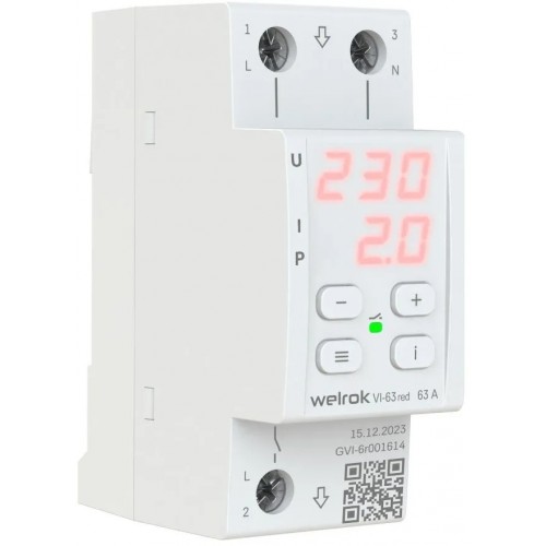 Реле напряжения с контролем тока welrok VI-63 red