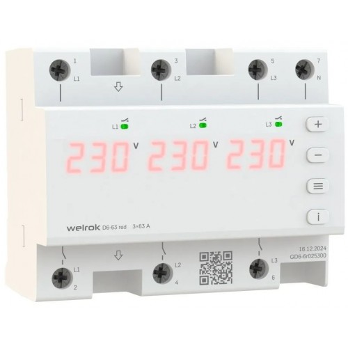 Реле напряжения welrok D6-63 red