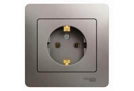 Розетка 1-м СП Glossa 16А IP20 250В с заземл. в сборе платина SE