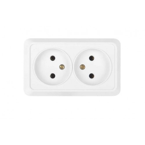 Розетка 2П открытой установки IP20 10А 250В (керамика) белая "Альфа" General