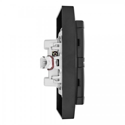 Розетка 2П+З двойная с защ. шт. и крышкой скрытой установки 16А 250В IP44, черная (керамика) "Дельта" General