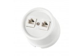 Розетка двойная компьютерная RJ45 белая «Болонь» TDM