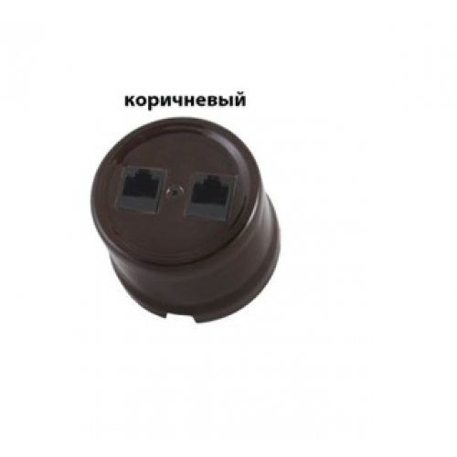 Розетка двойная компьютерная RJ45 коричневая «Болонь» TDM