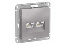 РОЗЕТКА двойная компьютерная RJ45+RJ45, кат.5Е, механизм, алюминий ATLASDESIGN