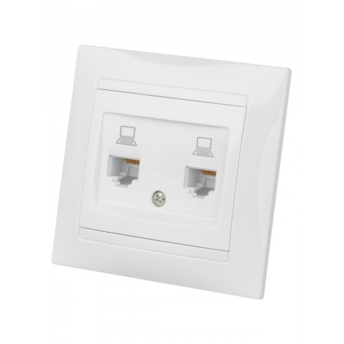 Розетка компьютерная двойная RJ45 белая "Лама" TDM