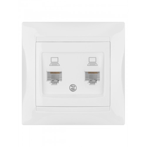 Розетка компьютерная двойная RJ45 белая "Лама" TDM