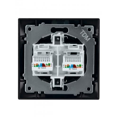 Розетка компьютерная двойная RJ45 графит "Лама" TDM