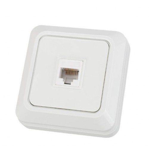 Розетка компьютерная (RJ-45) открытой установки IP20, белая "Ладога" TDM