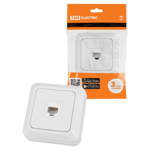 Розетка компьютерная (RJ-45) открытой установки IP20, белая "Ладога" TDM