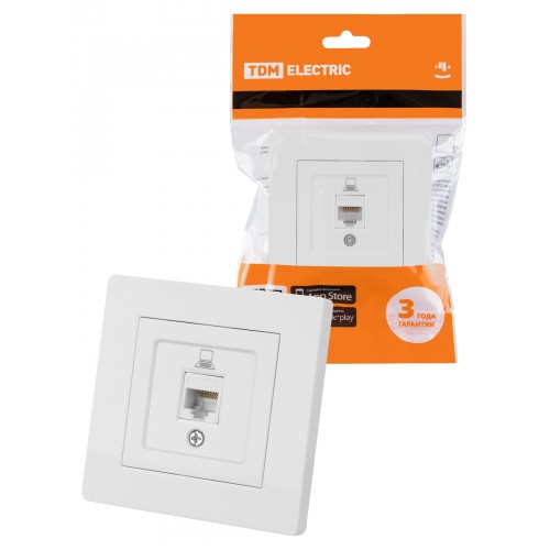 Розетка компьютерная RJ45 белая "Сенеж" TDM