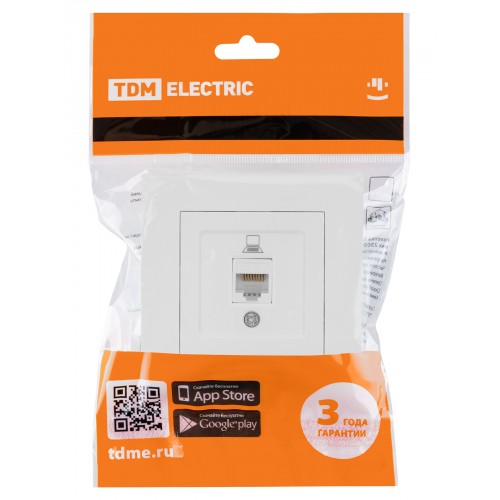Розетка компьютерная RJ45 белая "Сенеж" TDM