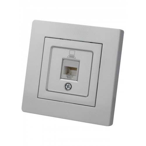 Розетка компьютерная RJ45 серебр. металлик "Сенеж" TDM