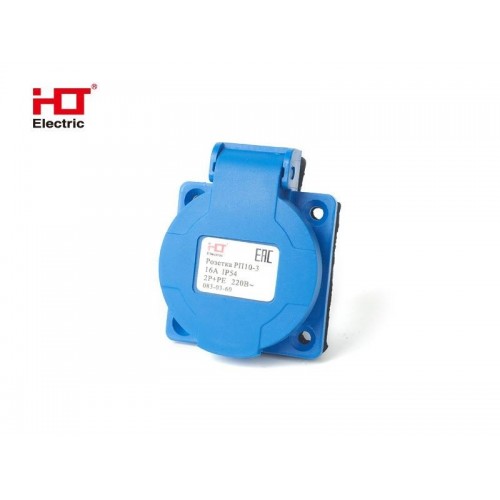Розетка PП10-3 скрытая с крышкой IP44 16А 2Р+РЕ 220В HLT
